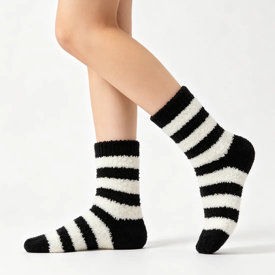 Fuzzy Socks shown on foot