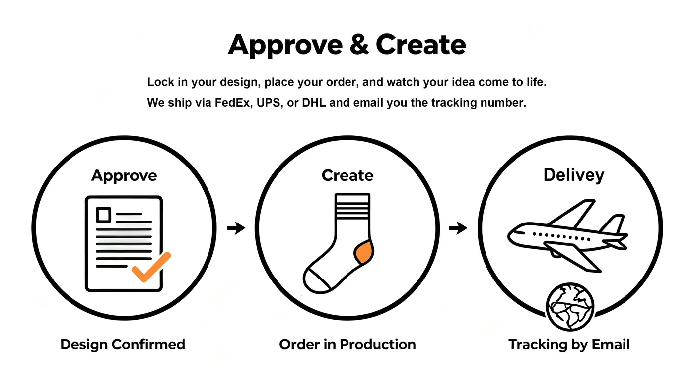 Approve & create — custom sock ordering step